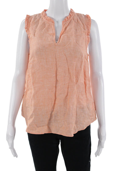 Lilly Pulitzer Women Bohemian Orange Linen Sleeveless Blouse Size S