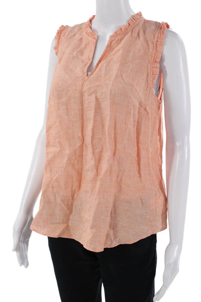 Lilly Pulitzer Women Bohemian Orange Linen Sleeveless Blouse Size S