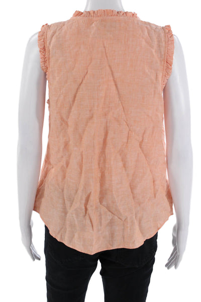 Lilly Pulitzer Women Bohemian Orange Linen Sleeveless Blouse Size S