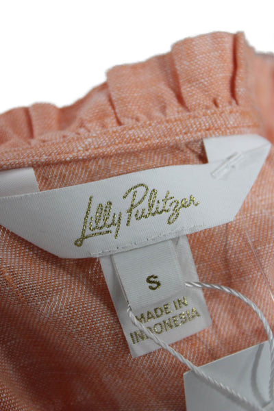 Lilly Pulitzer Women Bohemian Orange Linen Sleeveless Blouse Size S