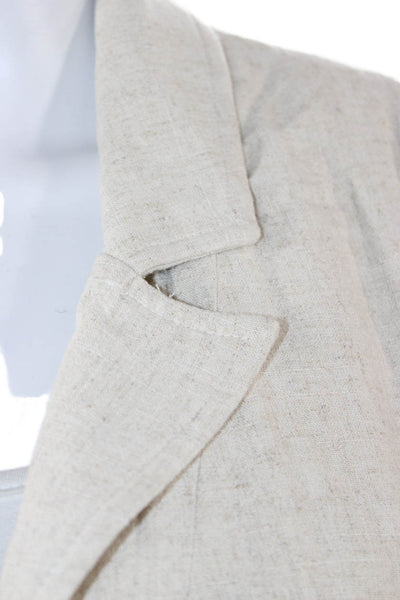 Z Supply Womens Collared Button Blazer Beige Long Sleeve Viscose Linen Size S