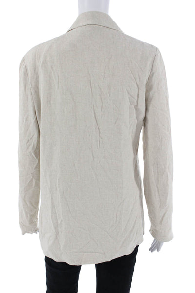 Z Supply Womens Collared Button Blazer Beige Long Sleeve Viscose Linen Size S