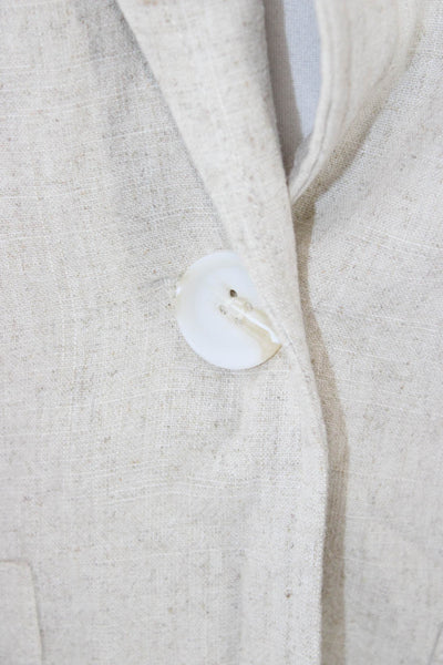 Z Supply Womens Collared Button Blazer Beige Long Sleeve Viscose Linen Size S