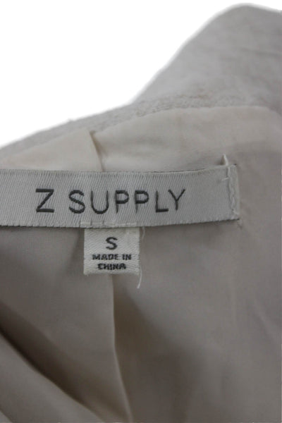 Z Supply Womens Collared Button Blazer Beige Long Sleeve Viscose Linen Size S