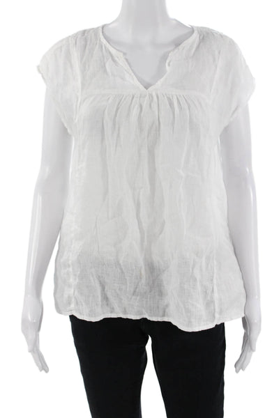 CP Shades Women Bohemian V-Neck Cotton Blend Sleeveless Blouse White Size XS
