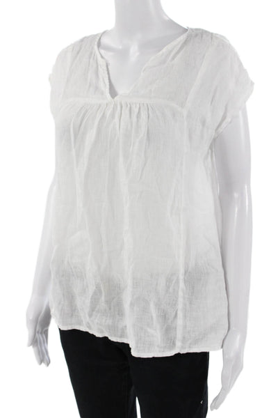CP Shades Women Bohemian V-Neck Cotton Blend Sleeveless Blouse White Size XS