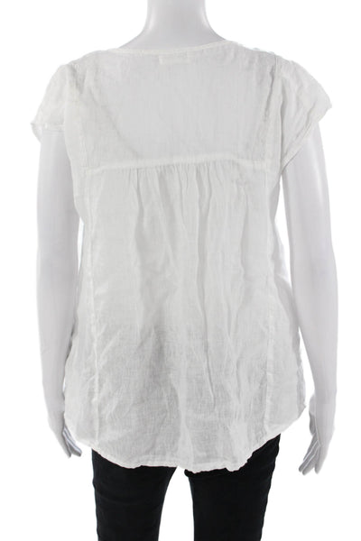 CP Shades Women Bohemian V-Neck Cotton Blend Sleeveless Blouse White Size XS