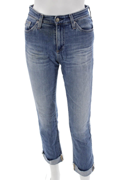 AG Womens Cropped Straight Jeans Blue Mid-Rise 98% Cotton Inseam 25 Size 25
