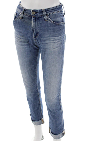 AG Womens Cropped Straight Jeans Blue Mid-Rise 98% Cotton Inseam 25 Size 25