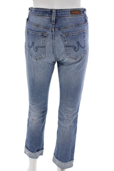 AG Womens Cropped Straight Jeans Blue Mid-Rise 98% Cotton Inseam 25 Size 25