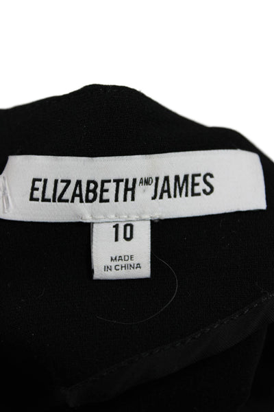 Elizabeth & James Womens Black Long Sleeve Crew Neck Jumpsuit Size 10