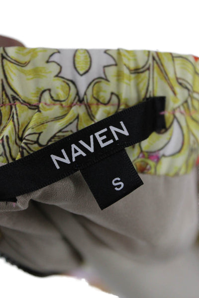 Naven Unisex Yellow Floral Polyester Shorts Size S