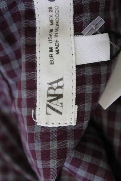 Zara Unisex Collared Checked Cotton Button-Up Long Sleeve Top Size M