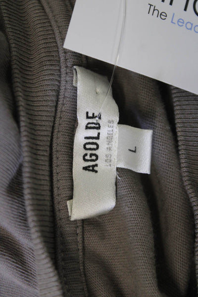 Agolde Women Cropped Long Sleeve Crewneck T-Shirt Gray Organic Cotton Size L