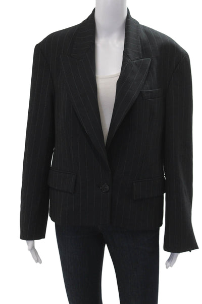Zara Woman Women Striped Collared Blazer Long Sleeve Black Size M