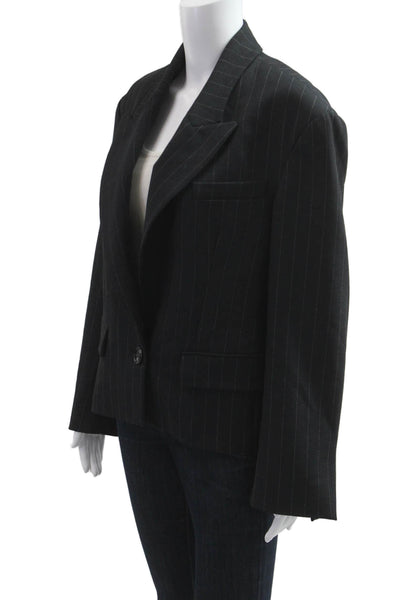 Zara Woman Women Striped Collared Blazer Long Sleeve Black Size M