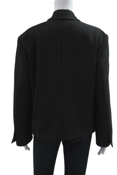 Zara Woman Women Striped Collared Blazer Long Sleeve Black Size M