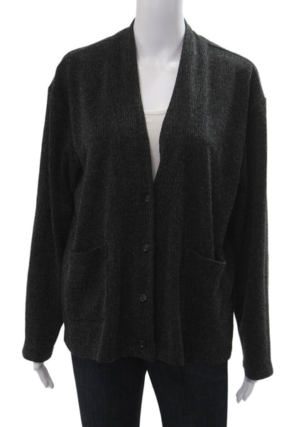 The Line Unisex Dark Gray Acrylic Blend Button Cardigan Long Sleeve 90s Size S