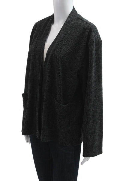 The Line Unisex Dark Gray Acrylic Blend Button Cardigan Long Sleeve 90s Size S