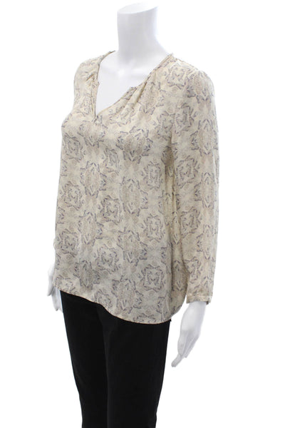 Joie Womens Silk Paisley V-Neck Long Sleeve Butterfly Blouse Size XS