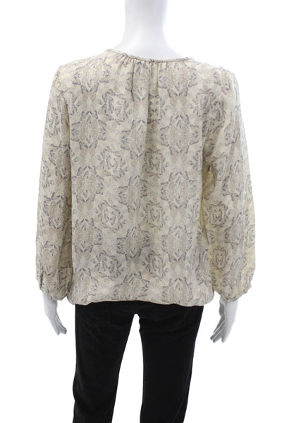 Joie Womens Silk Paisley V-Neck Long Sleeve Butterfly Blouse Size XS