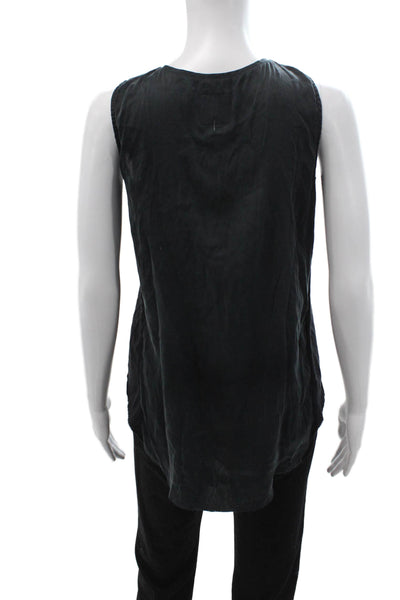 Go Silk Womens Black V-Neck Sleeveless Basic Tank Zip Size S