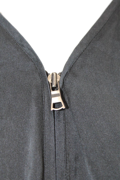 Go Silk Womens Black V-Neck Sleeveless Basic Tank Zip Size S