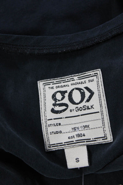 Go Silk Womens Black V-Neck Sleeveless Basic Tank Zip Size S