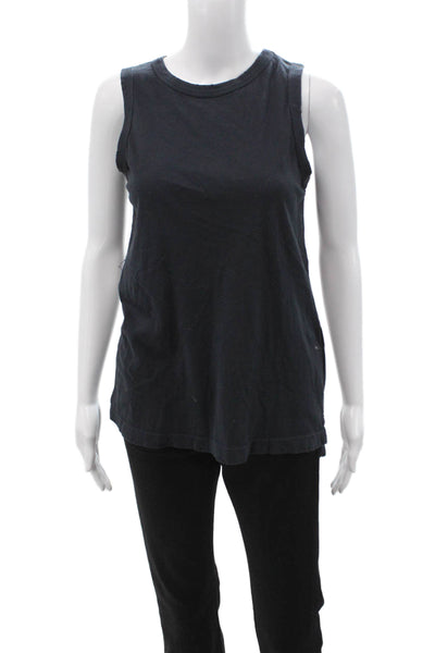 Current/Elliott Womens Silk Crew Neck Sleeveless Tank Black Basic Size 0