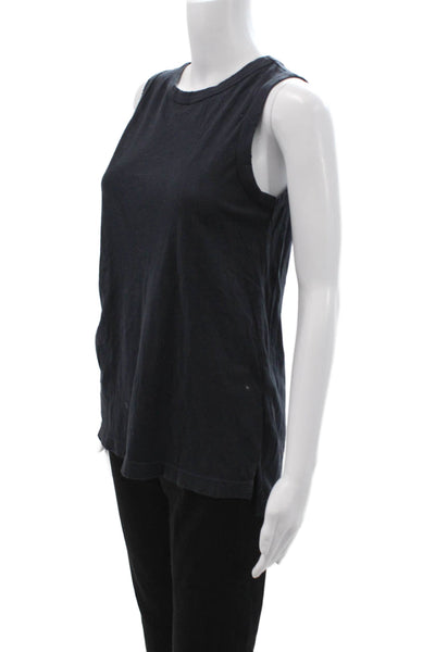 Current/Elliott Womens Silk Crew Neck Sleeveless Tank Black Basic Size 0