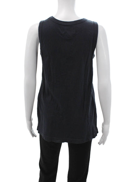 Current/Elliott Womens Silk Crew Neck Sleeveless Tank Black Basic Size 0