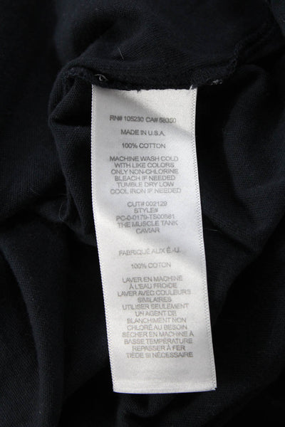 Current/Elliott Womens Silk Crew Neck Sleeveless Tank Black Basic Size 0