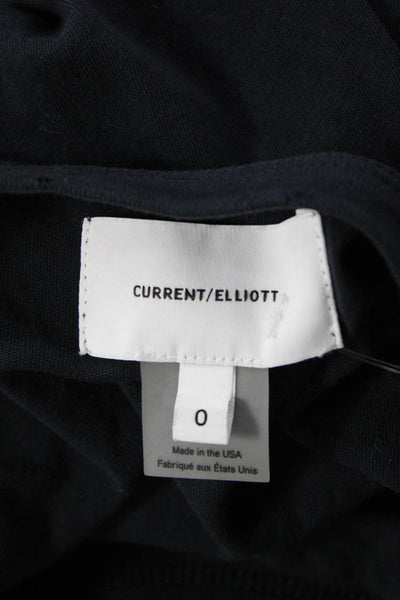 Current/Elliott Womens Silk Crew Neck Sleeveless Tank Black Basic Size 0