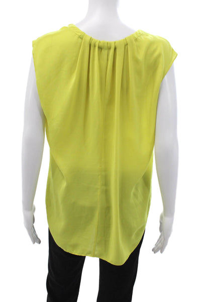 Halston Heritage Women Yellow V-Neck Sleeveless Polyester Blouse Size M