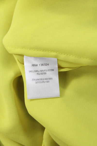 Halston Heritage Women Yellow V-Neck Sleeveless Polyester Blouse Size M