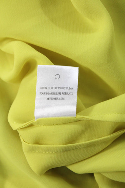 Halston Heritage Women Yellow V-Neck Sleeveless Polyester Blouse Size M