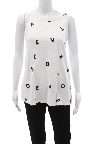 Current/Elliott Womens White Basic Tank Crew Neck Sleeveless Cotton Size 0