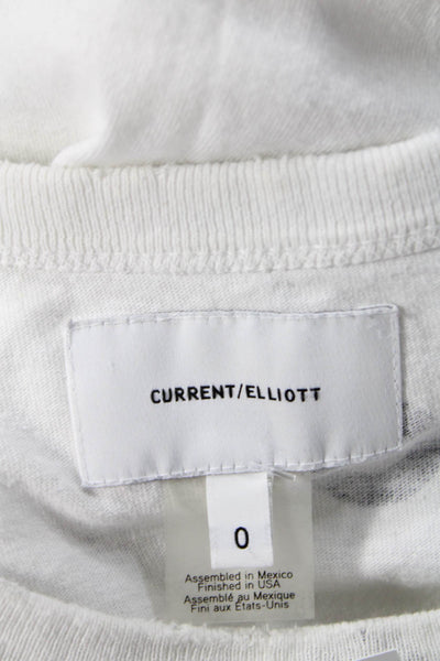 Current/Elliott Womens White Basic Tank Crew Neck Sleeveless Cotton Size 0