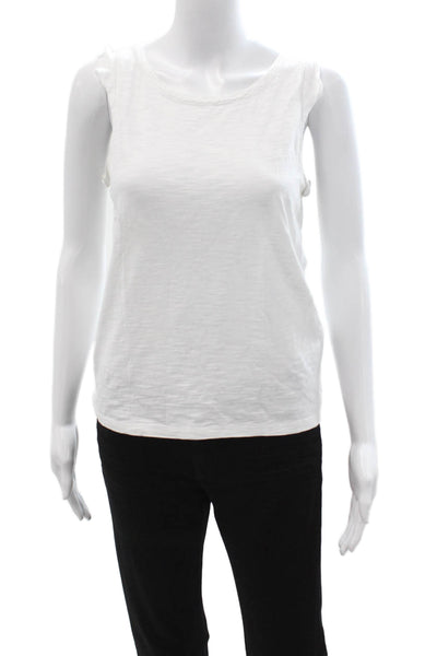 Lilla P Womens Basic Cotton Sleeveless Round Neck Tank White Size XS