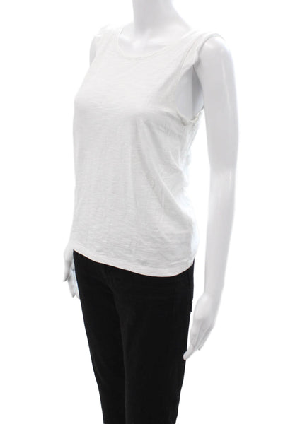 Lilla P Womens Basic Cotton Sleeveless Round Neck Tank White Size XS