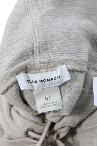 Club Monaco Womens Pullover Hoodie Beige Cotton Drawstring Long Sleeve Size S