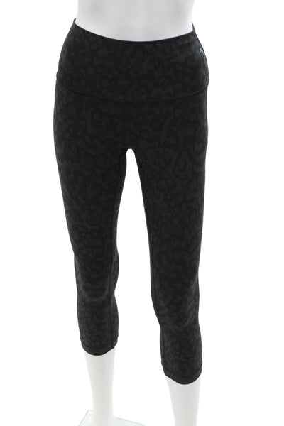 Lululemon Womens Capri Cropped Animal Print Black Nylon Blend Leggings Size 4