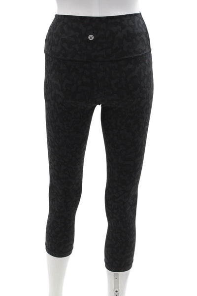 Lululemon Womens Capri Cropped Animal Print Black Nylon Blend Leggings Size 4