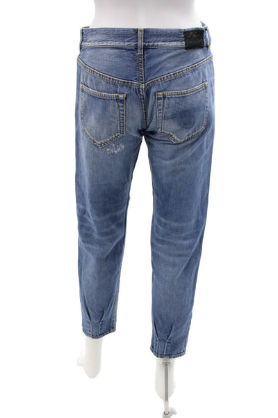 R13 Womens Boyfriend Cropped Jeans Blue Mid Rise Size 26