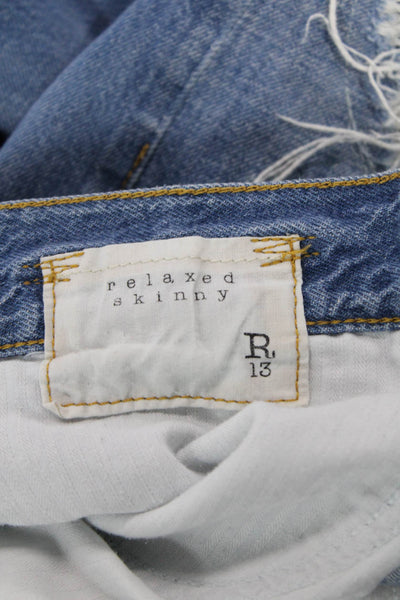 R13 Womens Boyfriend Cropped Jeans Blue Mid Rise Size 26