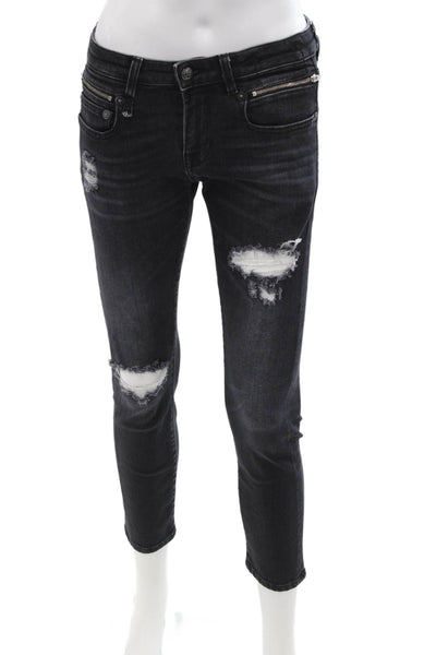 R13 Womens Skinny Ankle Jeans Dark Gray Mid Rise Size 25