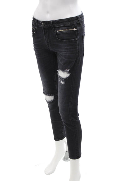 R13 Womens Skinny Ankle Jeans Dark Gray Mid Rise Size 25
