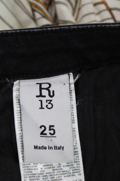 R13 Womens Skinny Ankle Jeans Dark Gray Mid Rise Size 25