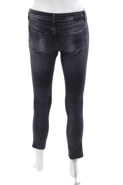 R13 Women Dark Gray Ankle Skinny Jeans Low Rise Button Size 26