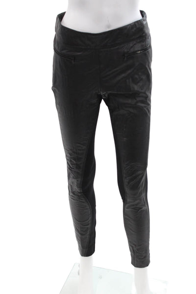 KaufmanFranco Women Ankle Leather Jeggings Black Biker Zip Size 4